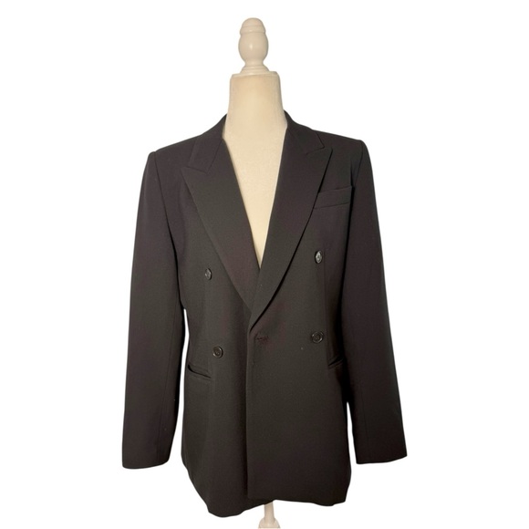 Vintage Saks Fifth Avenue Folio Double Breasted Wool Black Blazer Women’s 10 - Picture 7 of 11
